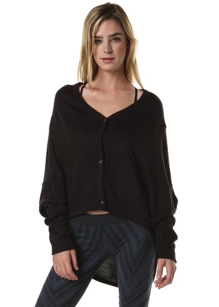 Button Up Laze Cardigan (Black)