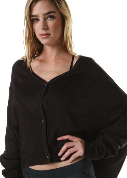 Button Up Laze Cardigan (Black)