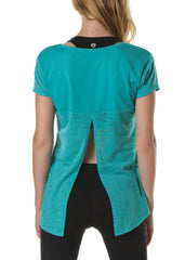 Back Slit Burnout Top (Emerald)